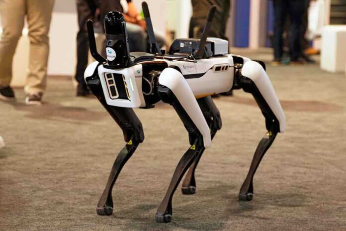 2072091020 featured image Robotic dog standing on indoor carpeted floor