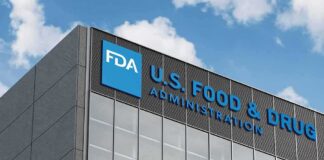 FDA building with blue logo and sky background