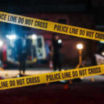 Disturbing Act of Self-Harm Grips Los Angeles Yellow police tape in front of crime scene.