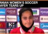 Regime Brands Athletes Traitors—Execution Looms Iranian Women's Soccer Player Tears up During News