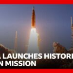 Artemis II roars into space on historic Moon mission | BBC News