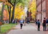 WORTHLESS College Degrees Targeted—DeSantis Launches Unprecedented Crackdown Students walking on a campus path surrounded by autumn trees and brick buildings