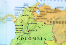 Map showing Colombia and surrounding countries.