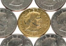 Gold Trump Coin Sparks Capitol Brawl! A collection of coins featuring a gold coin surrounded by silver coins