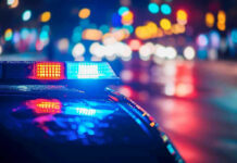 Teen ARRESTED – Terror Plot Shocks City! Police car with flashing lights at night.