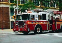 Restaurant Inferno Triggers Mayday – Firefighters TRAPPED! Fire truck turning on a city street