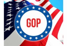 Republicans Jump Ship – REJECT Trump Endorsements GOP emblem over American flag