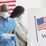 Trump-Backed Outsiders SWEEP GOP Primaries! Voters wearing masks at a polling station