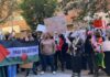 Hollywood Star Cuffed Outside The UN B. J. Daniels and Eugene Sims among protesters holding signs at a pro-Palestine rally