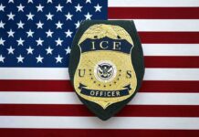 ICE Posing Fraudster Busted With Hordes of Gold! ICE officer badge on American flag background