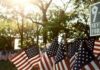 9/11 Memorial Defaced—Campus Erupts American flags displayed outdoors at a memorial