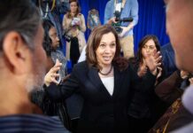 Spouse Bombshell Rattles Candidates 2028 Hopes Kamala Harris speaks to a crowd as Maya Harris stands nearby