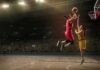 Anthem WALKOUT Stuns WNBA Finals Two women playing basketball; Michelle Jenneke is not visible