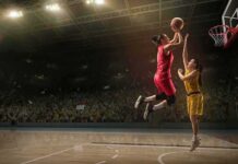 Anthem WALKOUT Stuns WNBA Finals Two women playing basketball; Michelle Jenneke is not visible
