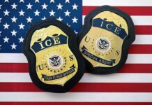 ICE Blocks Body Cams – Guess What’s Missing ICE badges on an American flag background