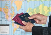 El-Sayed Admits He Carries Dual Citizenship! Hands holding multiple passports in front of a world map